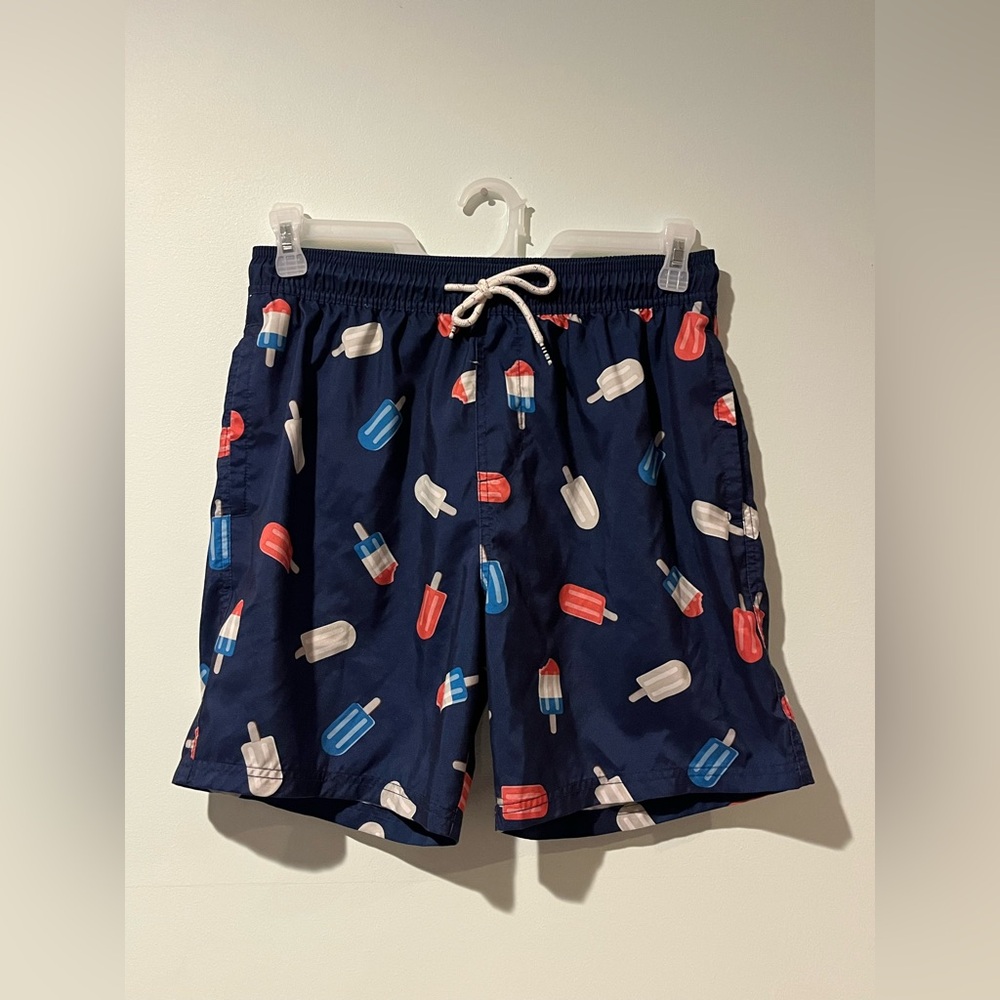 Original Use Men’s Blue Popsicle 4th of July Summer Swim Shorts, Size Medium